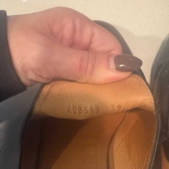 Black Leather Loafers with Gold Hardware