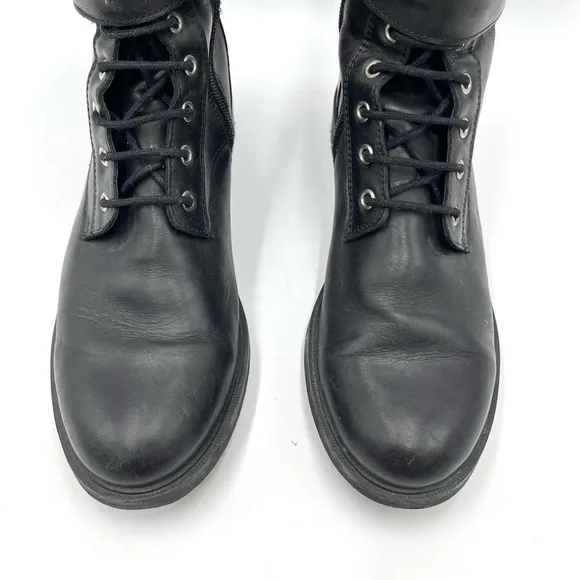 Black Suede Studio black leather lace up combat boots size 7.5