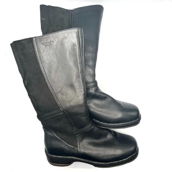 Blondo Black Leather Zip Boots Aqua Protect Fur Lined Womens Size 6