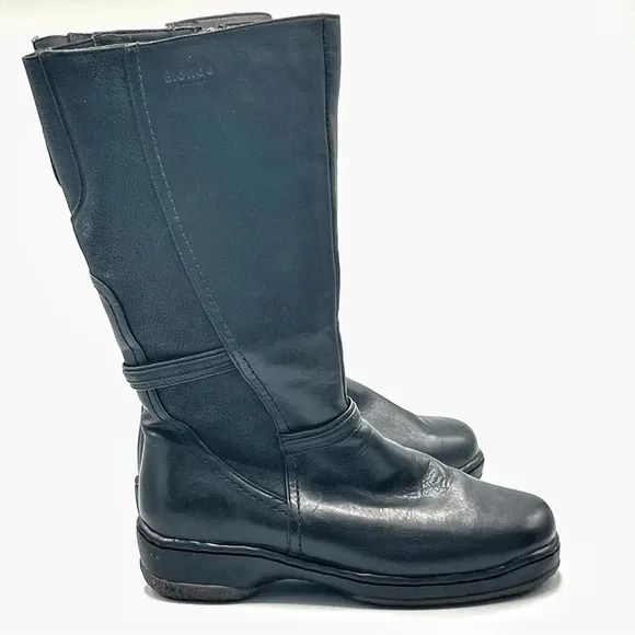 Blondo Black Leather Zip Boots Aqua Protect Fur Lined Womens Size 6