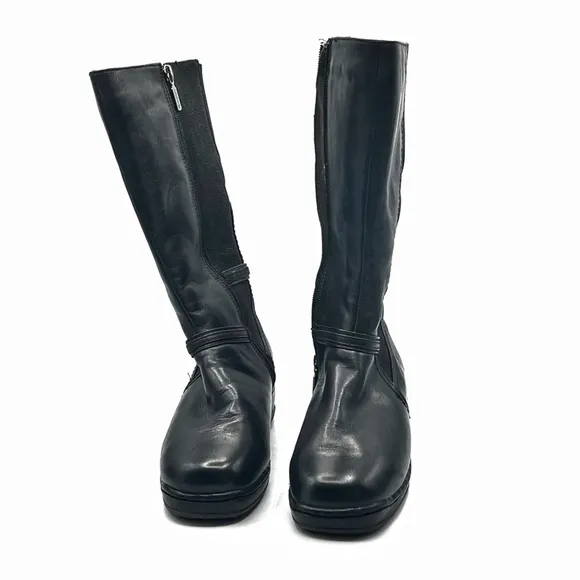 Blondo Black Leather Zip Boots Aqua Protect Fur Lined Womens Size 6