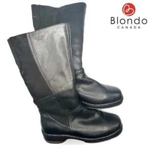 Blondo Black Leather Zip Boots Aqua Protect Fur Lined Womens Size 6