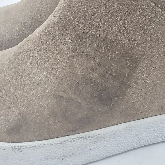 Blondo Haven Womens Platform Boots Side Zip Faux Fur Suede Sand Size 7.5 NEW