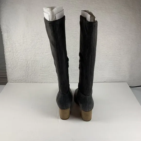 Blondo Nada B6938 Knee-High Boots Womens Sz 6M Dark Grey Suede Waterproof S0350‎