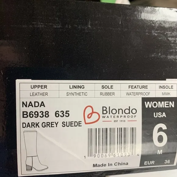 Blondo Nada B6938 Knee-High Boots Womens Sz 6M Dark Grey Suede Waterproof S0350‎