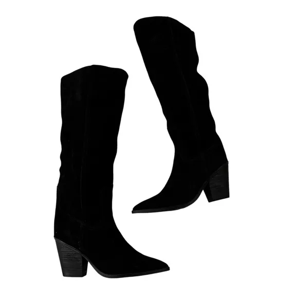 Blondo Women's Waterproof Suede Willow Western Tall Boot Black Size 8.5 NWT