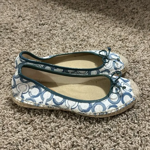 Blue &amp; White Coach Monogramed Espadrilles