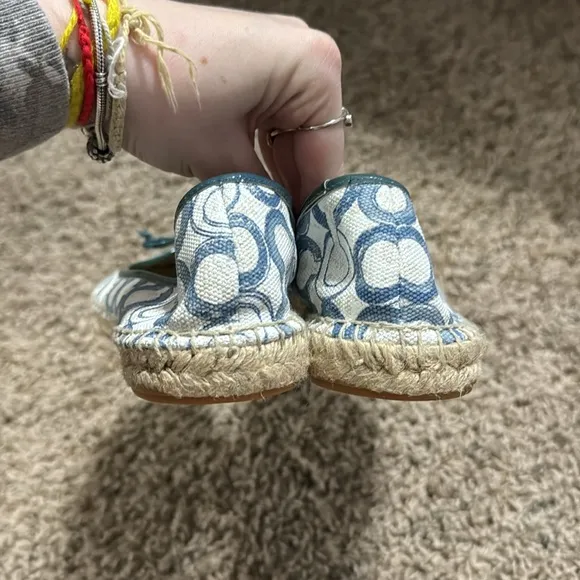 Blue &amp; White Coach Monogramed Espadrilles