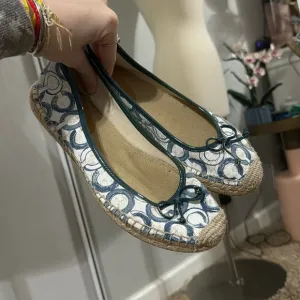 Blue &amp; White Coach Monogramed Espadrilles