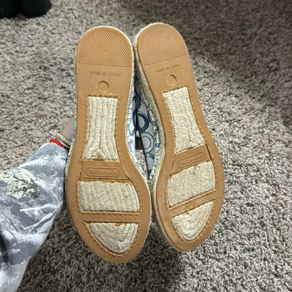 Blue &amp; White Coach Monogramed Espadrilles