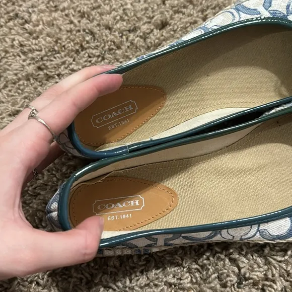 Blue &amp; White Coach Monogramed Espadrilles