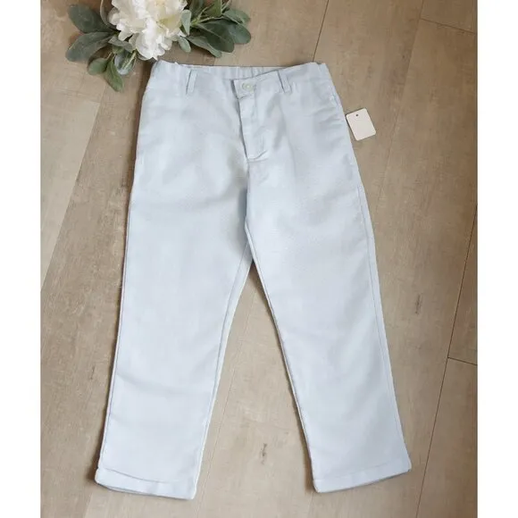 Blue Linen Pants Chino Fit Cotton Linen Adjustable Waist Size 5 NWT