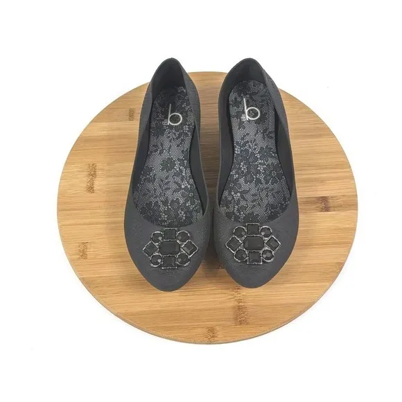Boaondoa Flats‎ Black Slip On Size 8 Womans Designer Shoes Pointed Cushioned BKS