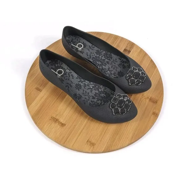 Boaondoa Flats‎ Black Slip On Size 8 Womans Designer Shoes Pointed Cushioned BKS