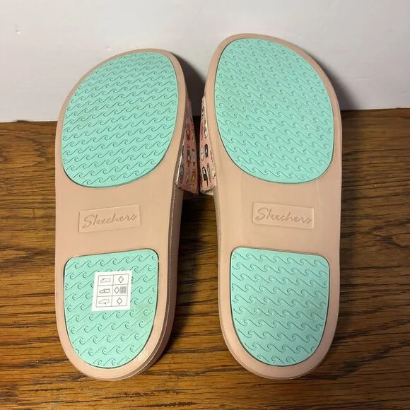 BOBS from Skechers Plush Foam Light Pink Pop-Ups CABIN FUN PUP Slides SIZE 7 NWT