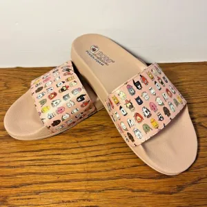 BOBS from Skechers Plush Foam Slides 10 CABIN FUN PUP Pop-Ups Light Pink