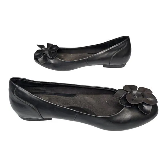 BOC Born Concept Womens Comfort Black Peony Slip On Ballet Flats Ballerina 9