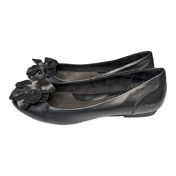 BOC Born Concept Womens Comfort Black Peony Slip On Ballet Flats Ballerina 9