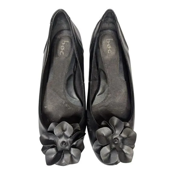 BOC Born Concept Womens Comfort Black Peony Slip On Ballet Flats Ballerina 9