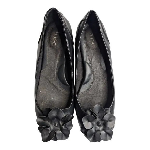 BOC Born Concept Womens Comfort Black Peony Slip On Ballet Flats Ballerina 9