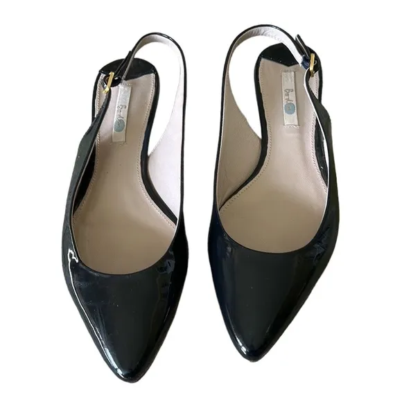 Boden Black Patent Leather Pointed Toe Slingback Flats - 9