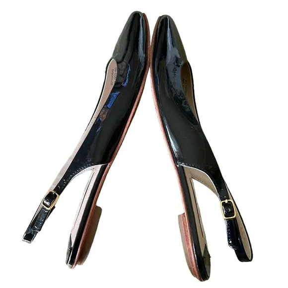 Boden Black Patent Leather Pointed Toe Slingback Flats - 9