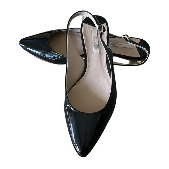 Boden Black Patent Leather Pointed Toe Slingback Flats - 9