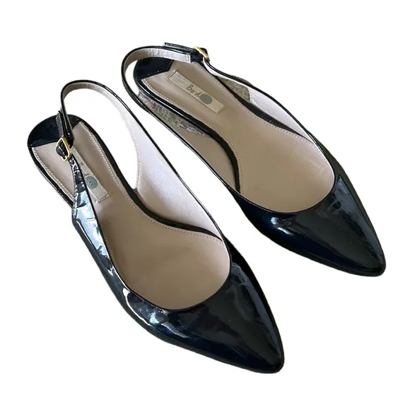 Boden Black Patent Leather Pointed Toe Slingback Flats - 9