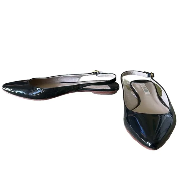 Boden Black Patent Leather Pointed Toe Slingback Flats - 9