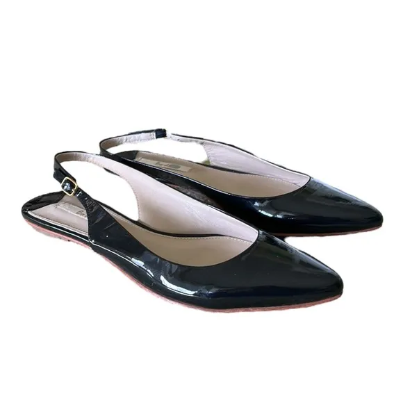 Boden Black Patent Leather Pointed Toe Slingback Flats - 9