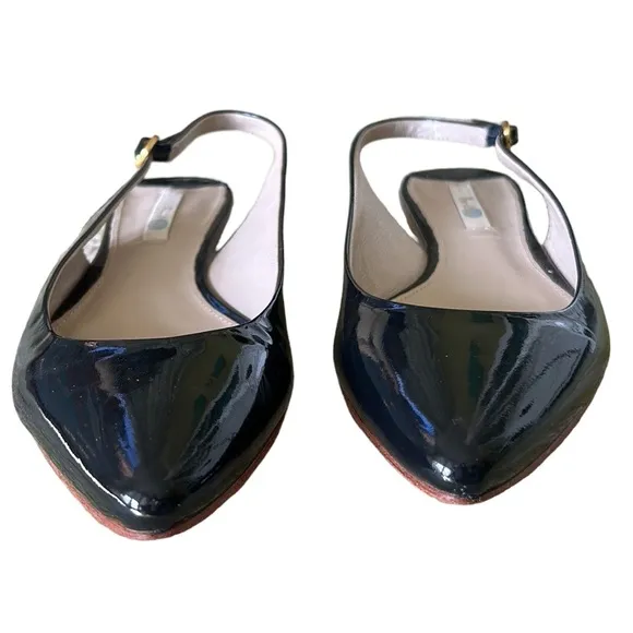 Boden Black Patent Leather Pointed Toe Slingback Flats - 9