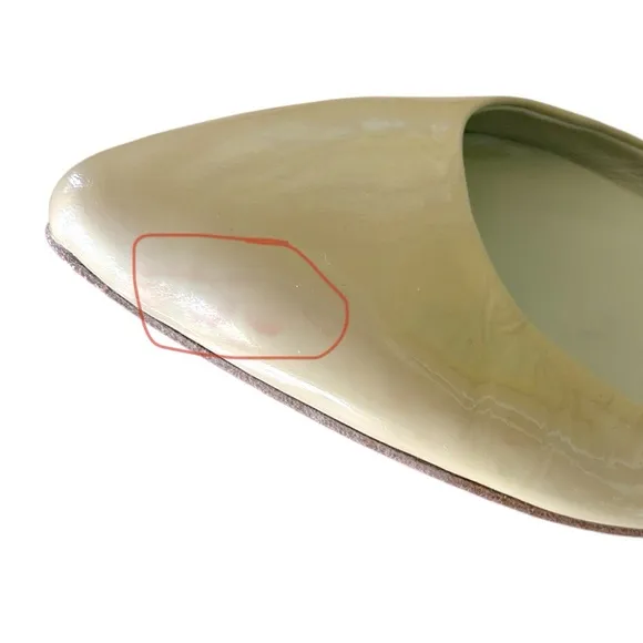 Boden Evie Tan &amp; Black Patent Leather Pointed Toe Ankle Strap D’Orsay Flats  5.5