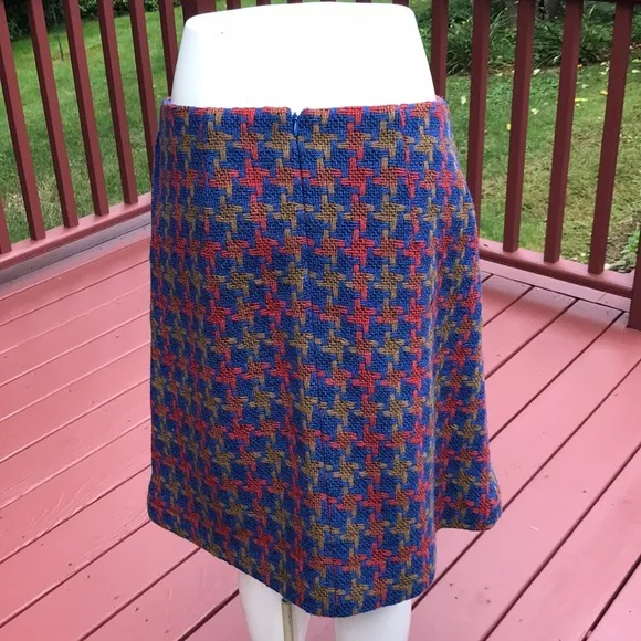 Boden size 6R blue combo wool blend skirt
