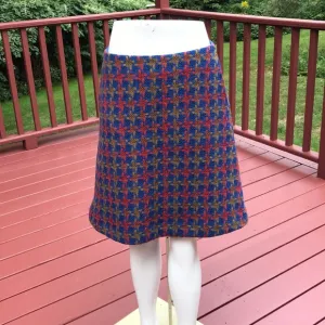 Boden size 6R blue combo wool blend skirt