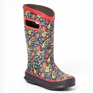 Bogs 100% waterproof multi Trucks print Rain Boots boys size 3
