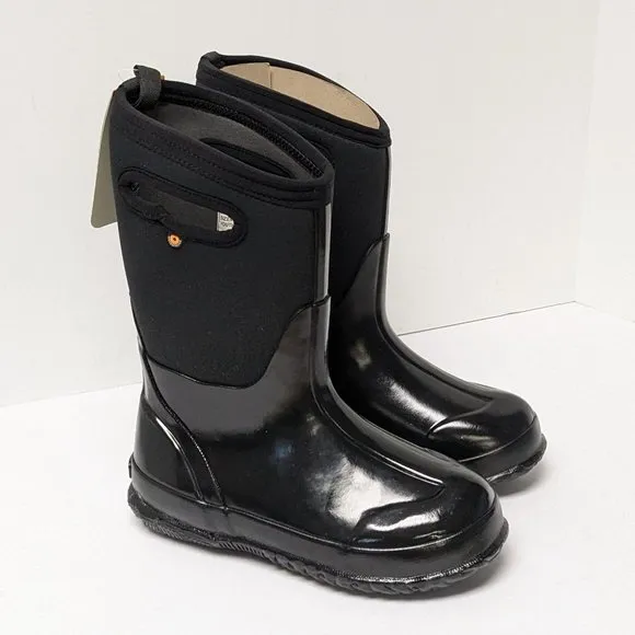 Bogs Classic High Waterproof Rain Boots, Black, Little Kids 2 Wide