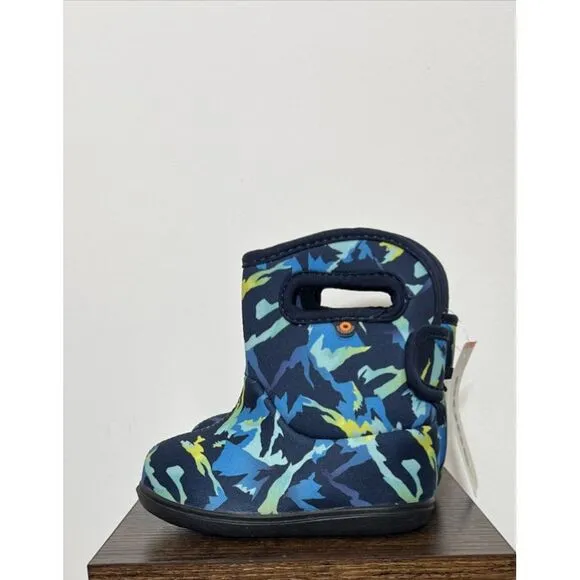 Bogs Kid's Walker Size 6 Boots Winter Mountain II Faux Fur Lined Waterproof Navy