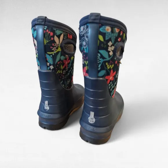 BOGS Neo-Classic Flowers Blue Kids' Winter Boots Waterproof Shoes Size Youth 1