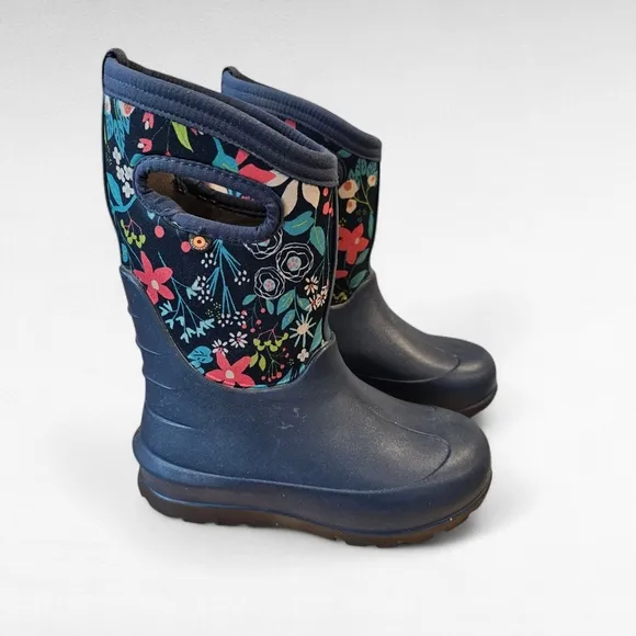 BOGS Neo-Classic Flowers Blue Kids' Winter Boots Waterproof Shoes Size Youth 1