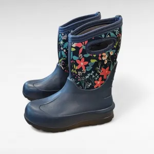 BOGS Neo-Classic Flowers Blue Kids' Winter Boots Waterproof Shoes Size Youth 1
