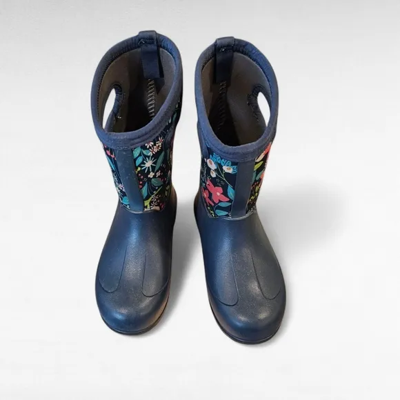 BOGS Neo-Classic Flowers Blue Kids' Winter Boots Waterproof Shoes Size Youth 1