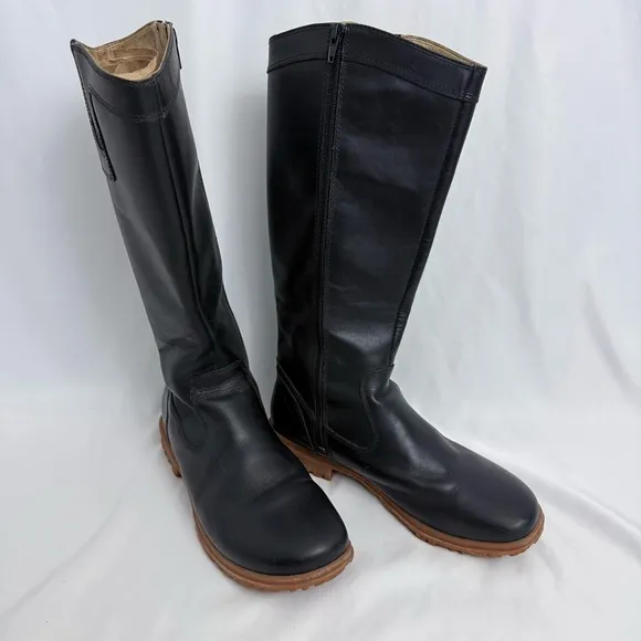 Bogs Pearl Tall Black Leather Boots Size 8.5