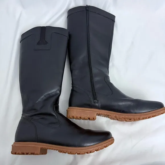 Bogs Pearl Tall Black Leather Boots Size 8.5