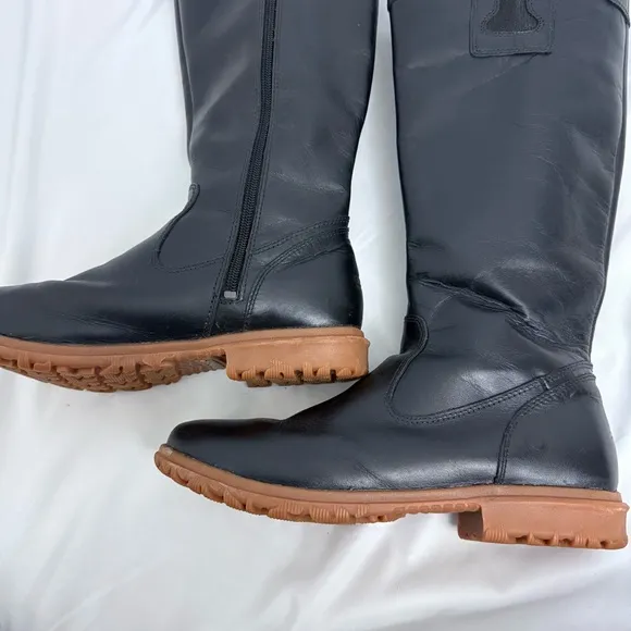Bogs Pearl Tall Black Leather Boots Size 8.5