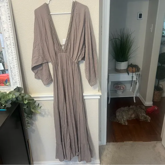 BOHEMIAN BOHO Gray FREE PEOPLE Maxi Dress LARGE