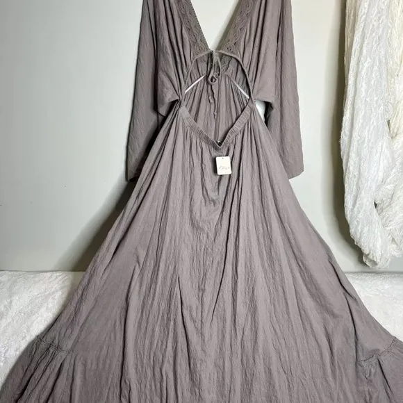 BOHEMIAN BOHO Gray FREE PEOPLE Maxi Dress LARGE