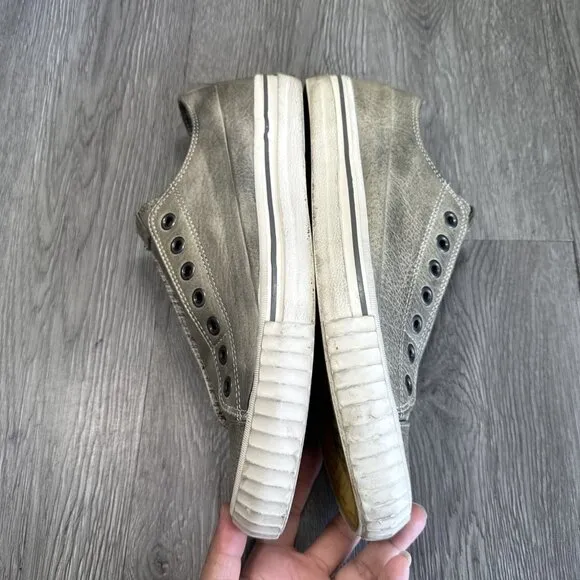 Bootleg John Varvatos Slip On Laceless Beige Sneakers US 10 Leather Low Top Shoe