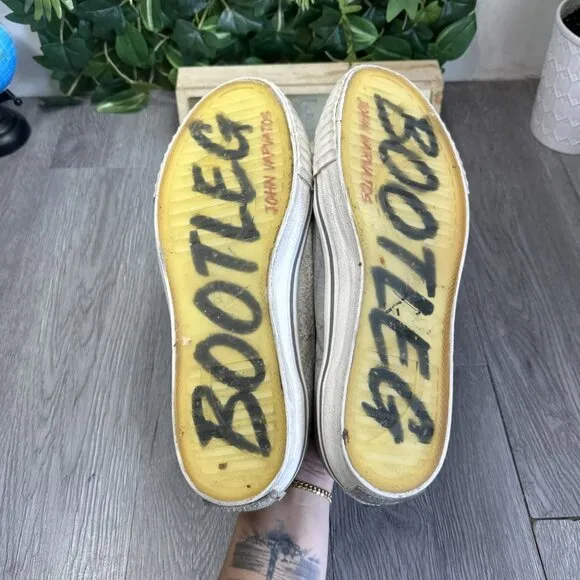 Bootleg John Varvatos Slip On Laceless Beige Sneakers US 10 Leather Low Top Shoe