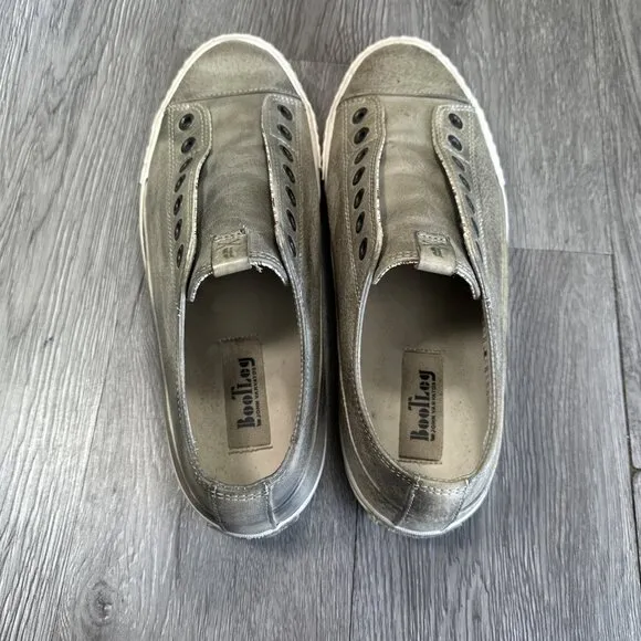 Bootleg John Varvatos Slip On Laceless Beige Sneakers US 10 Leather Low Top Shoe