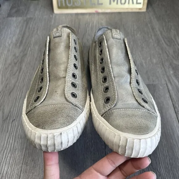 Bootleg John Varvatos Slip On Laceless Beige Sneakers US 10 Leather Low Top Shoe